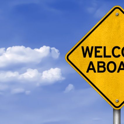 image with welcome aboard road sign