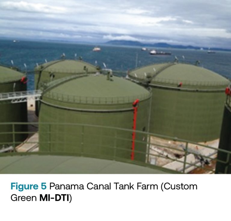 Image of 4 green Panama canal tank farm